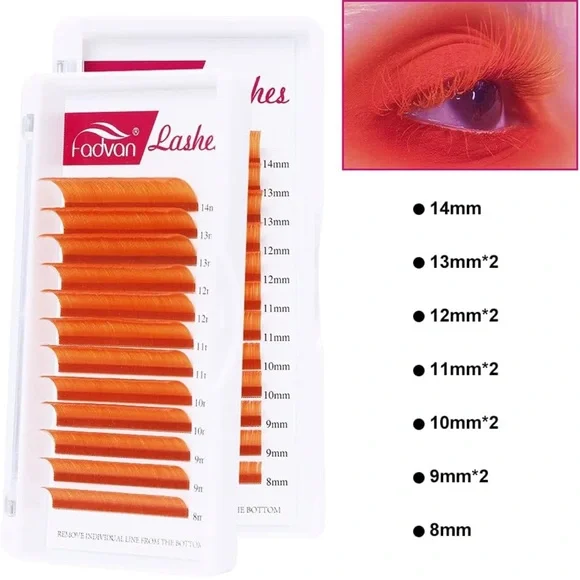 Volume Eyelash Extension 0.07 D Curl 8-14mm Mixed Tray Orange Color Volume - Picture 5 of 8